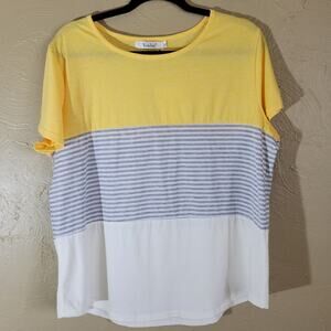 YunJey Women's XXL Short Sleeve Striped Tee NWT